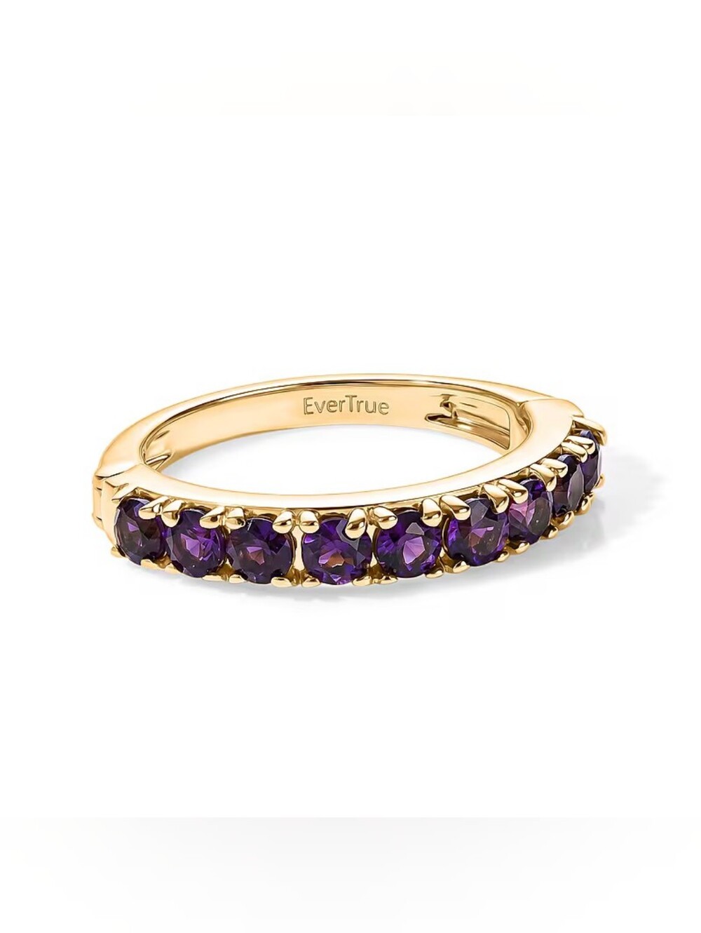 Arthritis Friendly Amethyst 9 Gemstone Ring With Hinge For Easy Access
